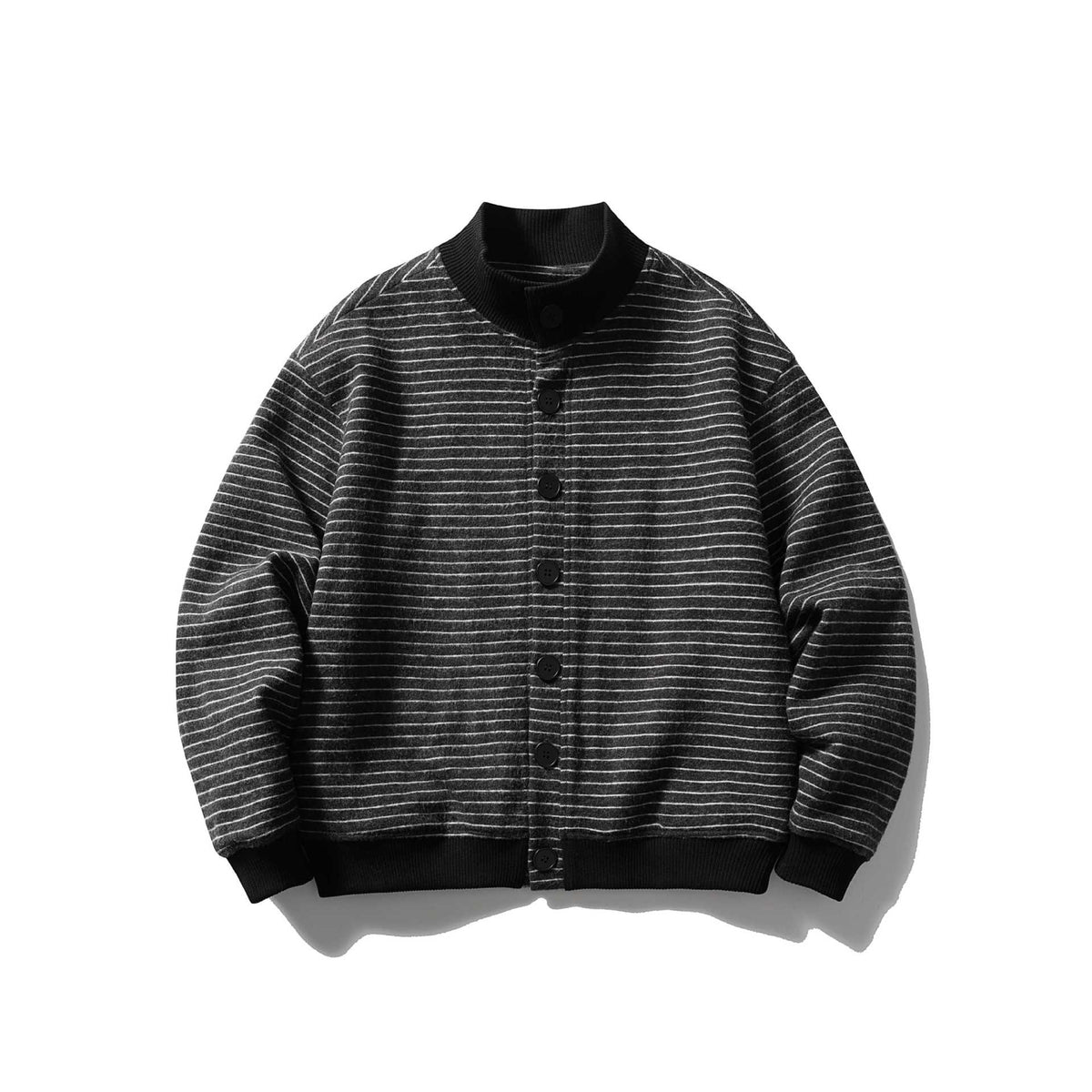 Men's Striped Blouson in Boxy Cut with Ribbed Collar and Button Front EVA-US
