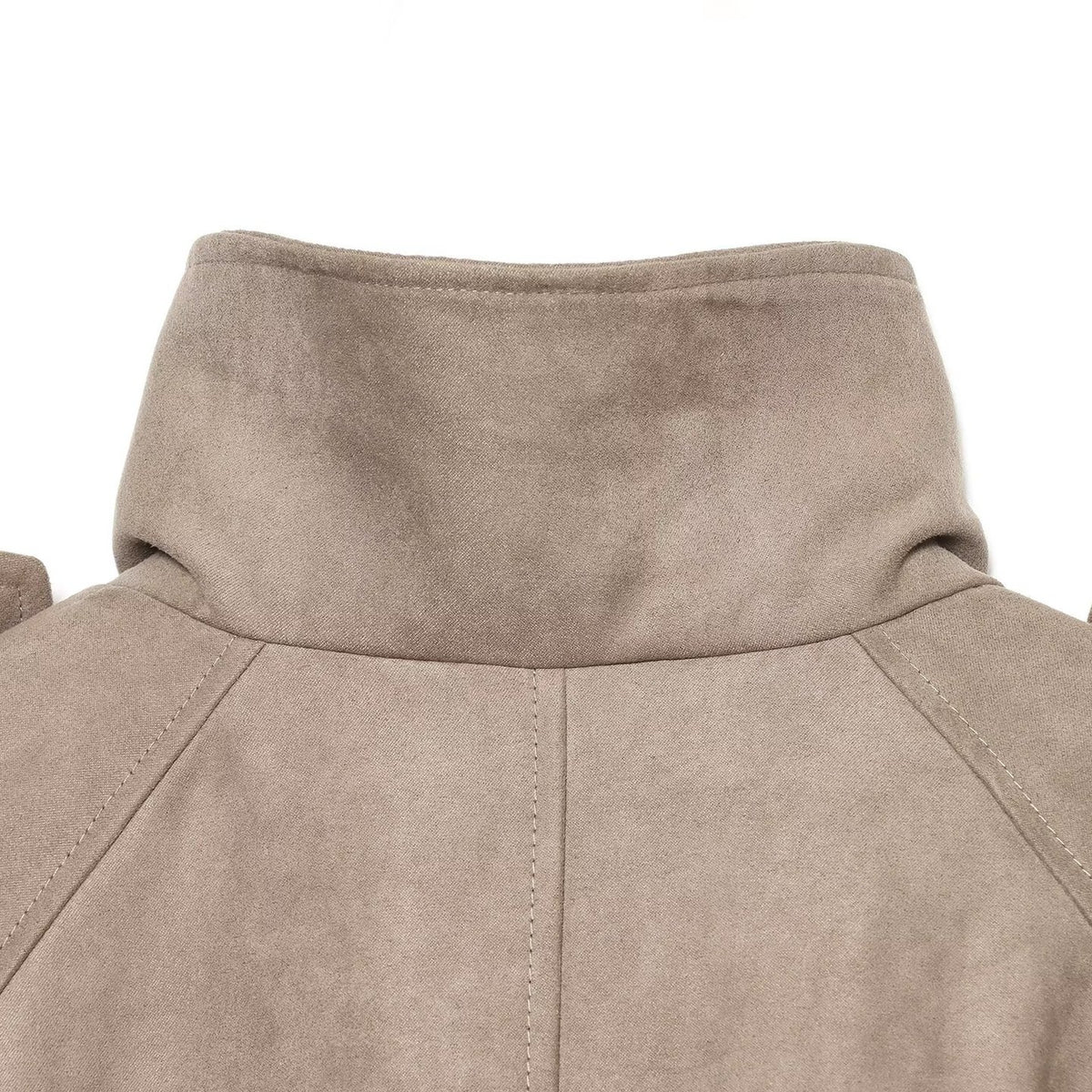 Women's Cropped Cape Trench Coat in Velvet Look with High Standing Collar, Epaulettes, and Double-Breasted Button Placket EVA-US