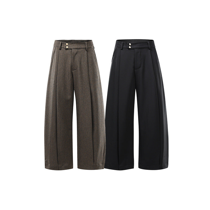 Ladies High-Waisted Culotte Pants with Center Seam, Crease and Double Button Waistband EVA-US