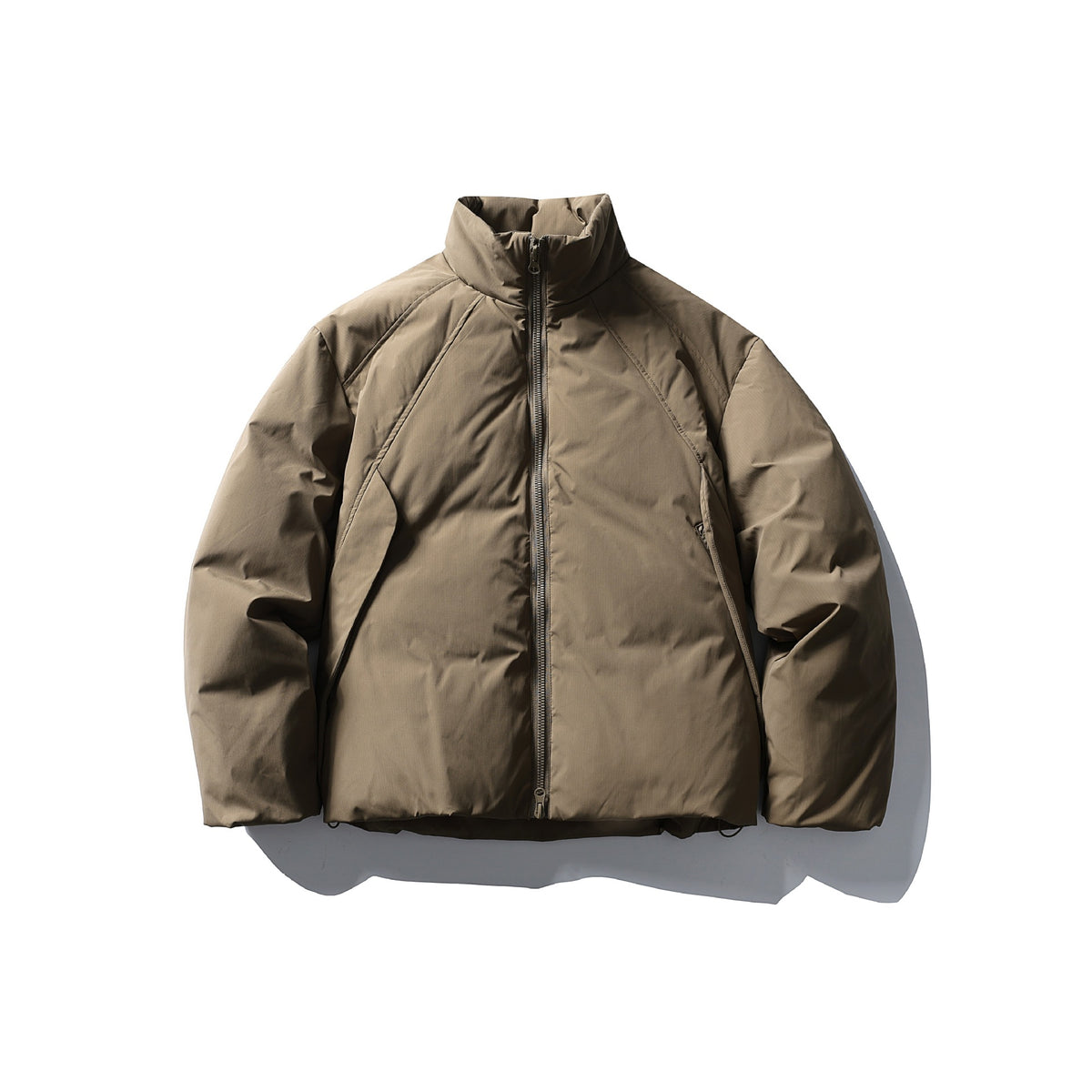 Men's Boxy Thermal Insulation Jacket with High Stand Collar and Minimalist Outer Shell EVA-US