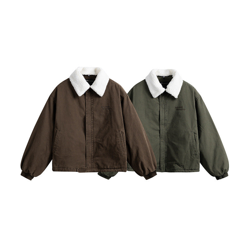 Men's short-cut canvas blouson with teddy collar and padded thermal lining EVA-US