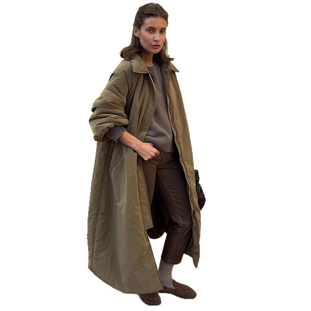 Women's Oversize Quilted Coat with Balloon Hem and Raglan Sleeves EVA-US