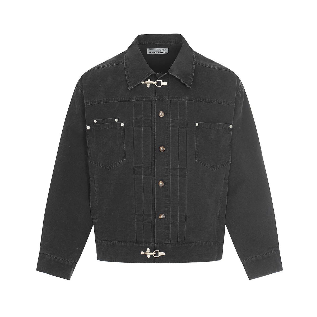 Men's Canvas Utility Blouson Jacket with Drawstring and Decorative Stitching EVA-US