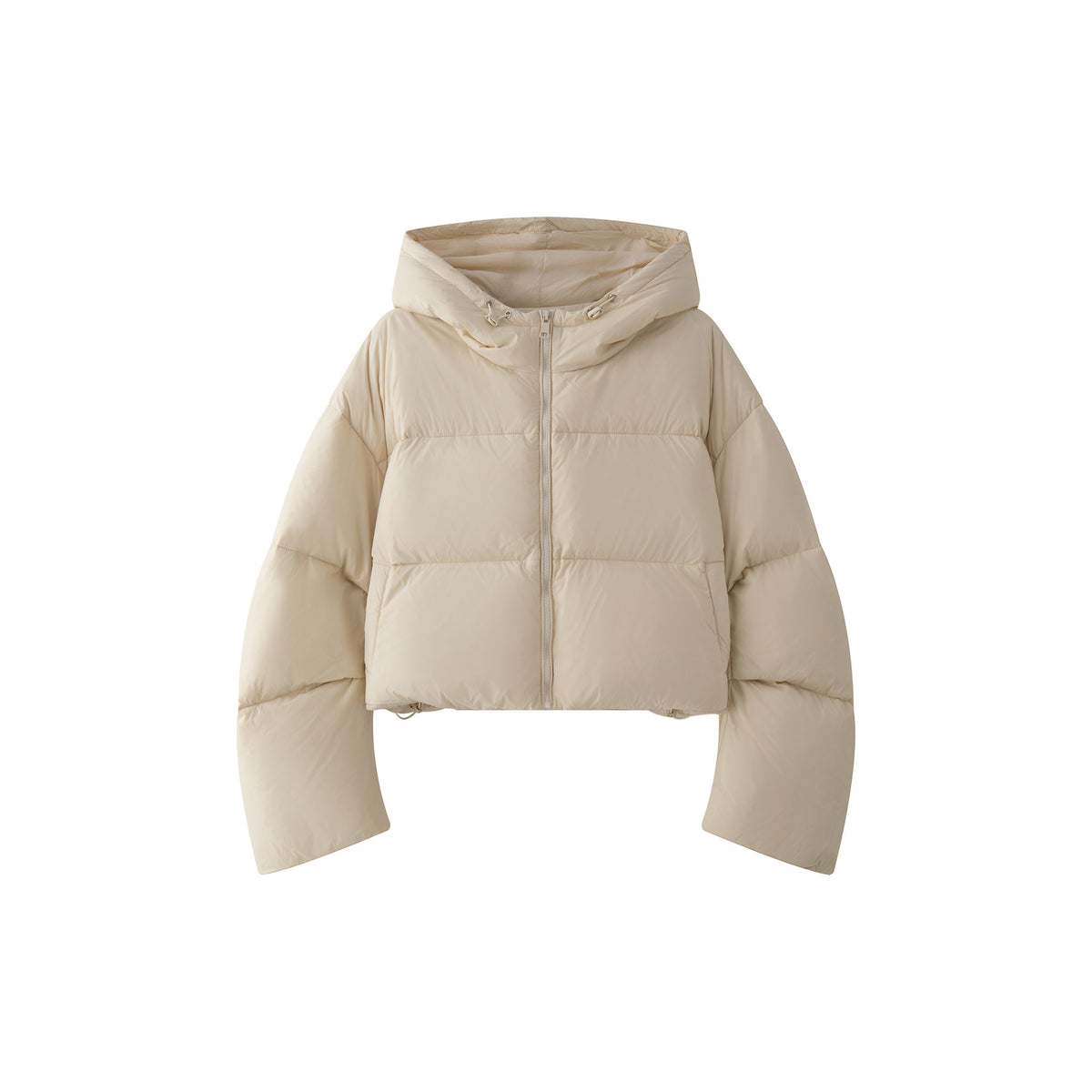 Women's short padded puffer jacket with hood and windproof outer shell EVA-US