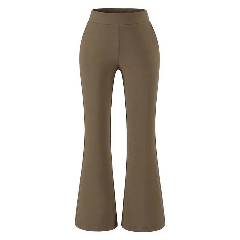 Women's High-Waisted Stretch Flared Pants with Wide Hem EVA-US