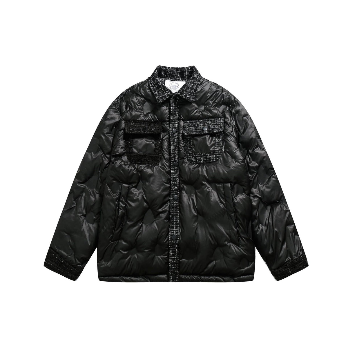 Women's quilted shirt jacket with tweed trim and flap pockets EVA-US