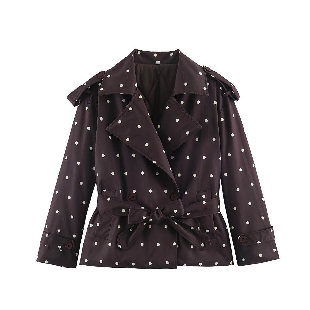 Women's short trench coat in checkered pattern with waist belt, shoulder straps and quilted inner lining EVA-US