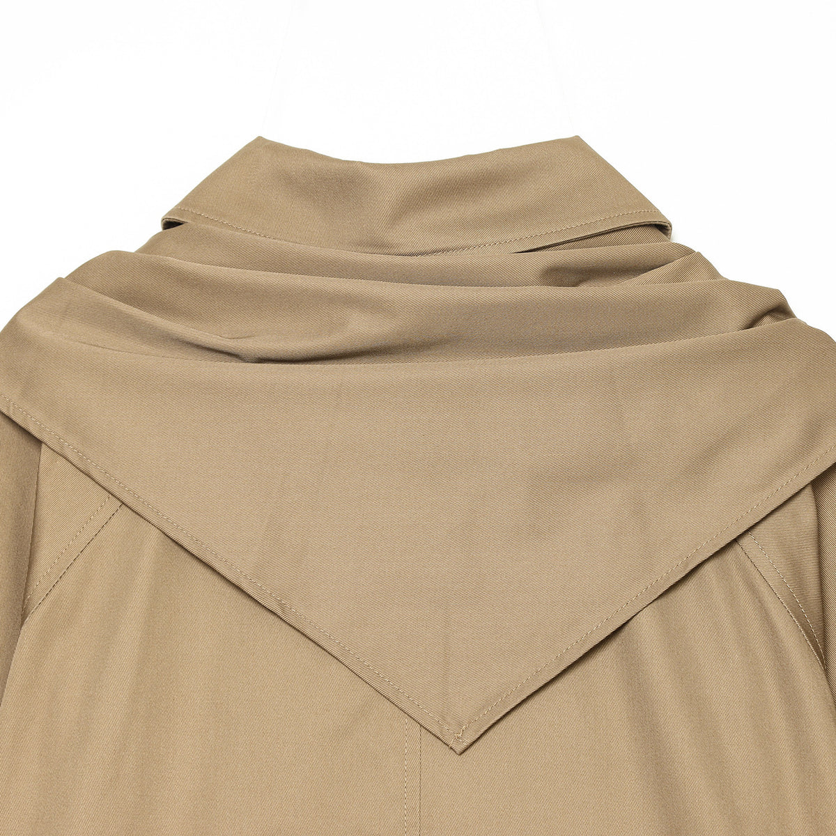 Women's Cropped Trench Cape Jacket with Bow Collar and Boxy Silhouette EVA-US
