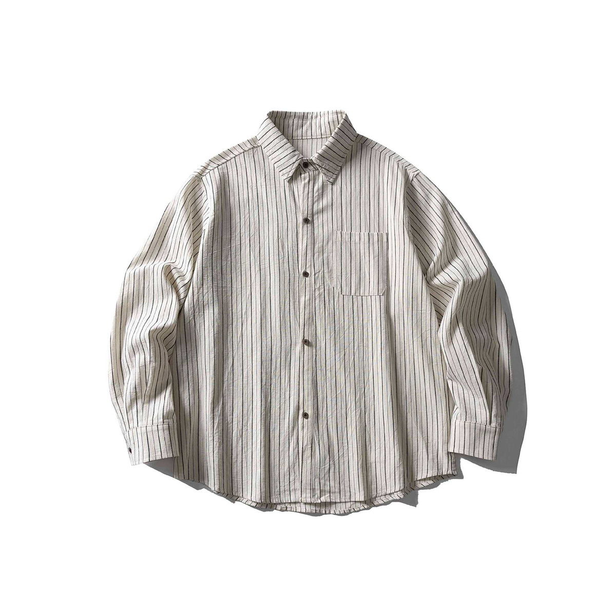 Unisex Oversize Longline Shirt with Pinstripes and Chest Pocket EVA-US