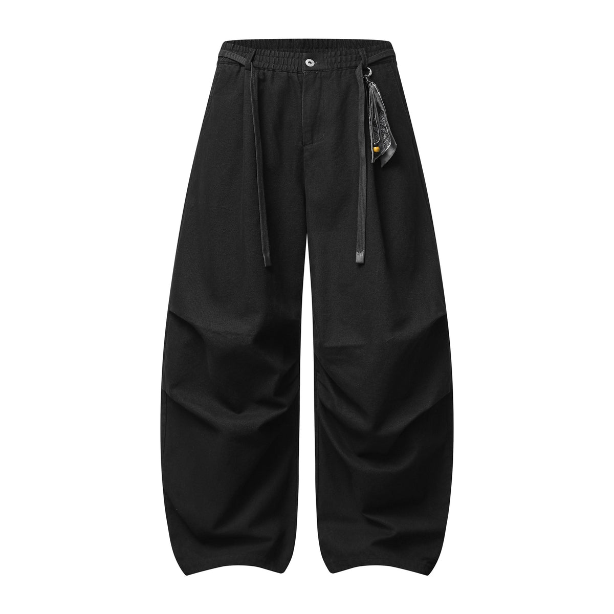 Ladies wide culotte pants with elastic waistband, pleats and decorative scarf pendant EVA-US