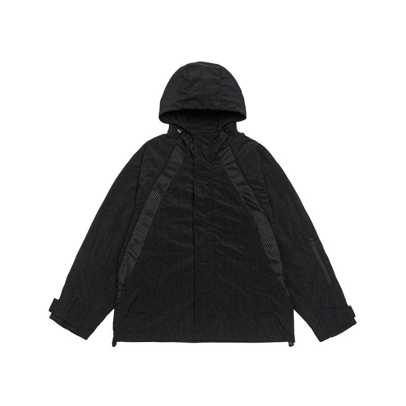 Unisex Oversize Utility Parka with Hood, Mesh Inserts and Concealed Front Flap EVA-US