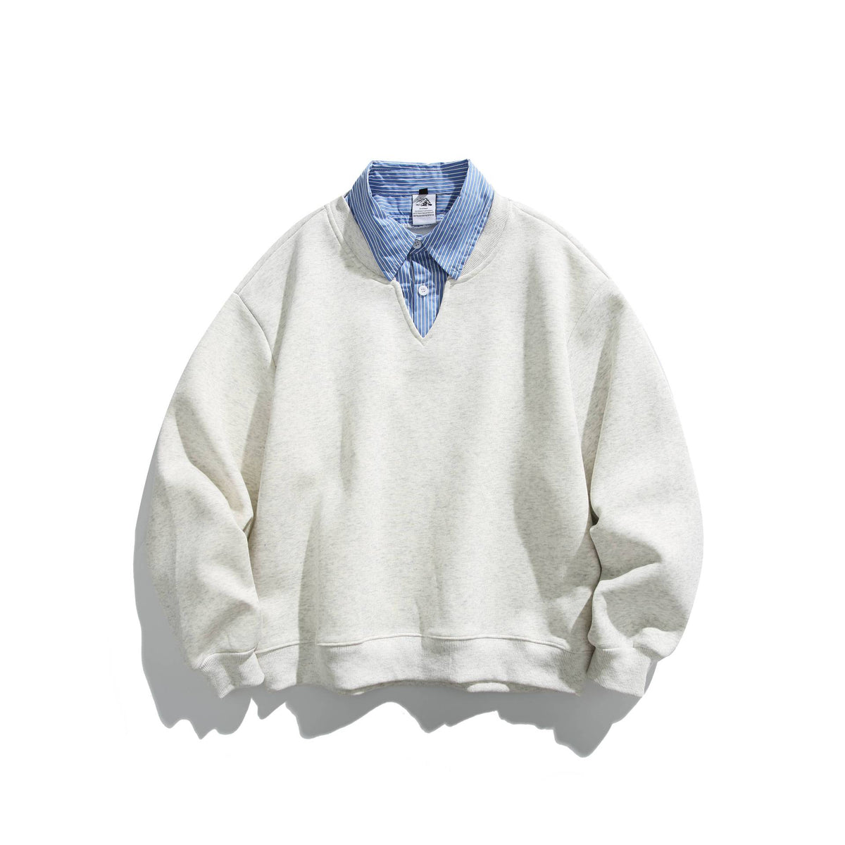 Unisex sweatshirt in layering look with integrated shirt collar and V-neck EVA-US