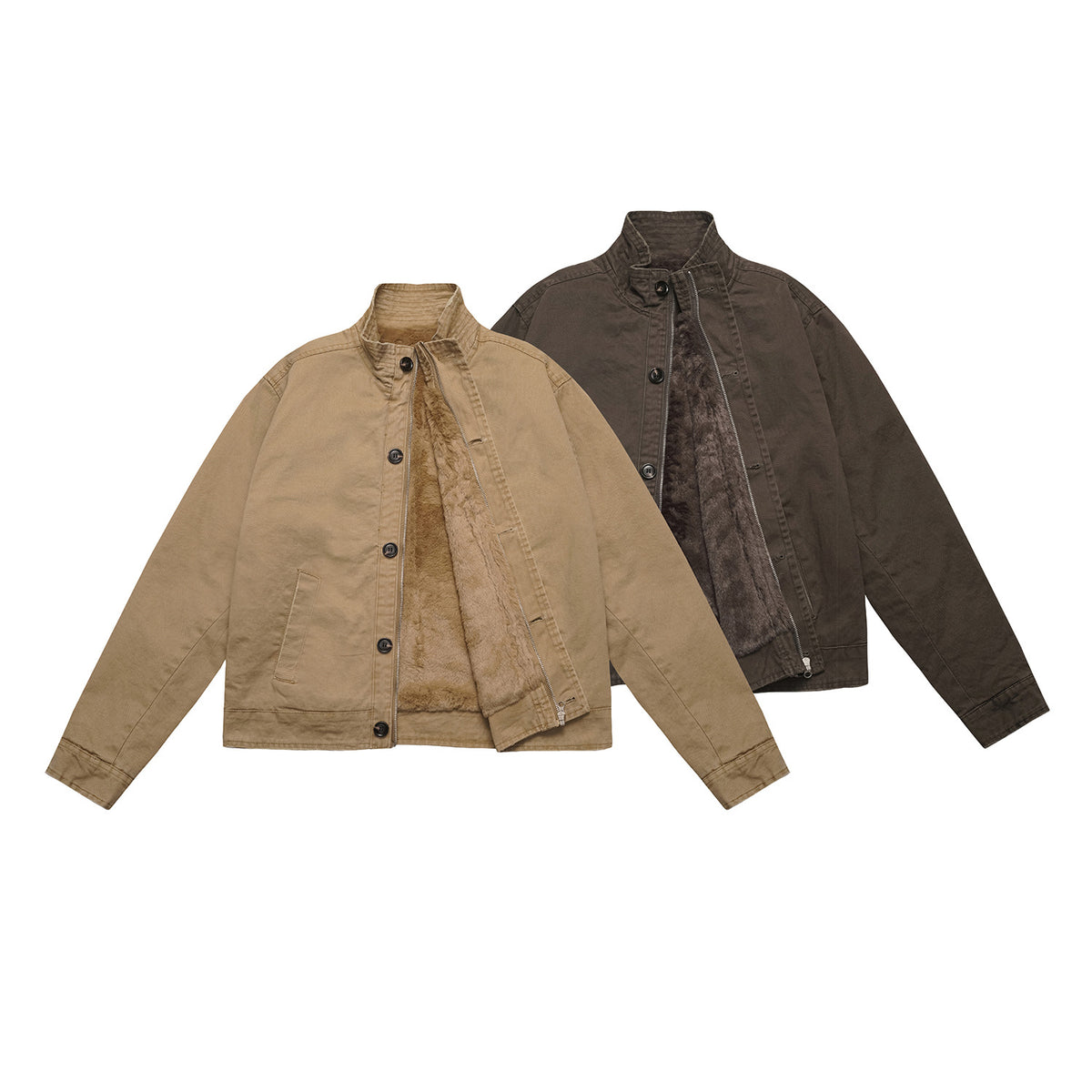 Men's short jacket in field blouson style with soft teddy lining and stand-up collar EVA-US