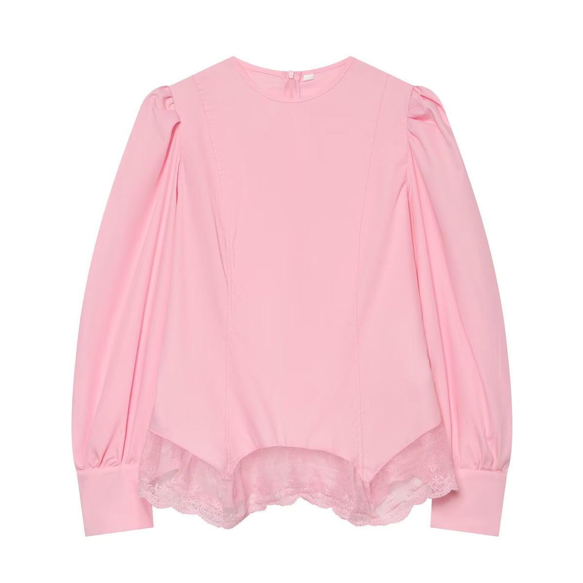 Women's blouse with volume sleeves and lace trim EVA-US