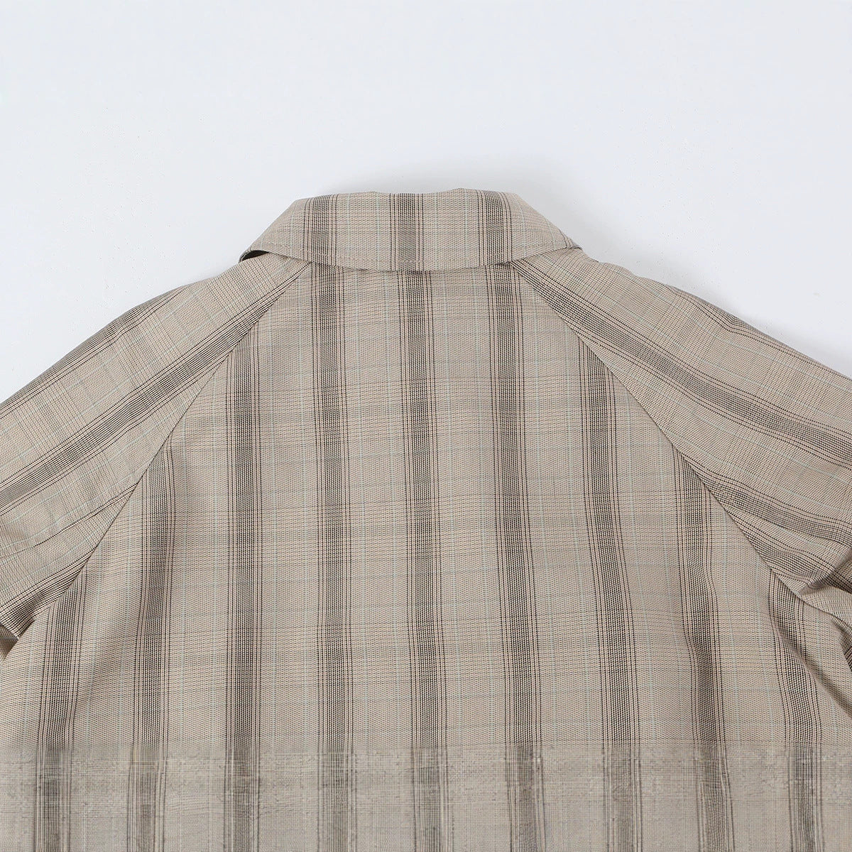 Women's Mid-Length Check Coat with Concealed Button Placket and Raglan Sleeves EVA-US