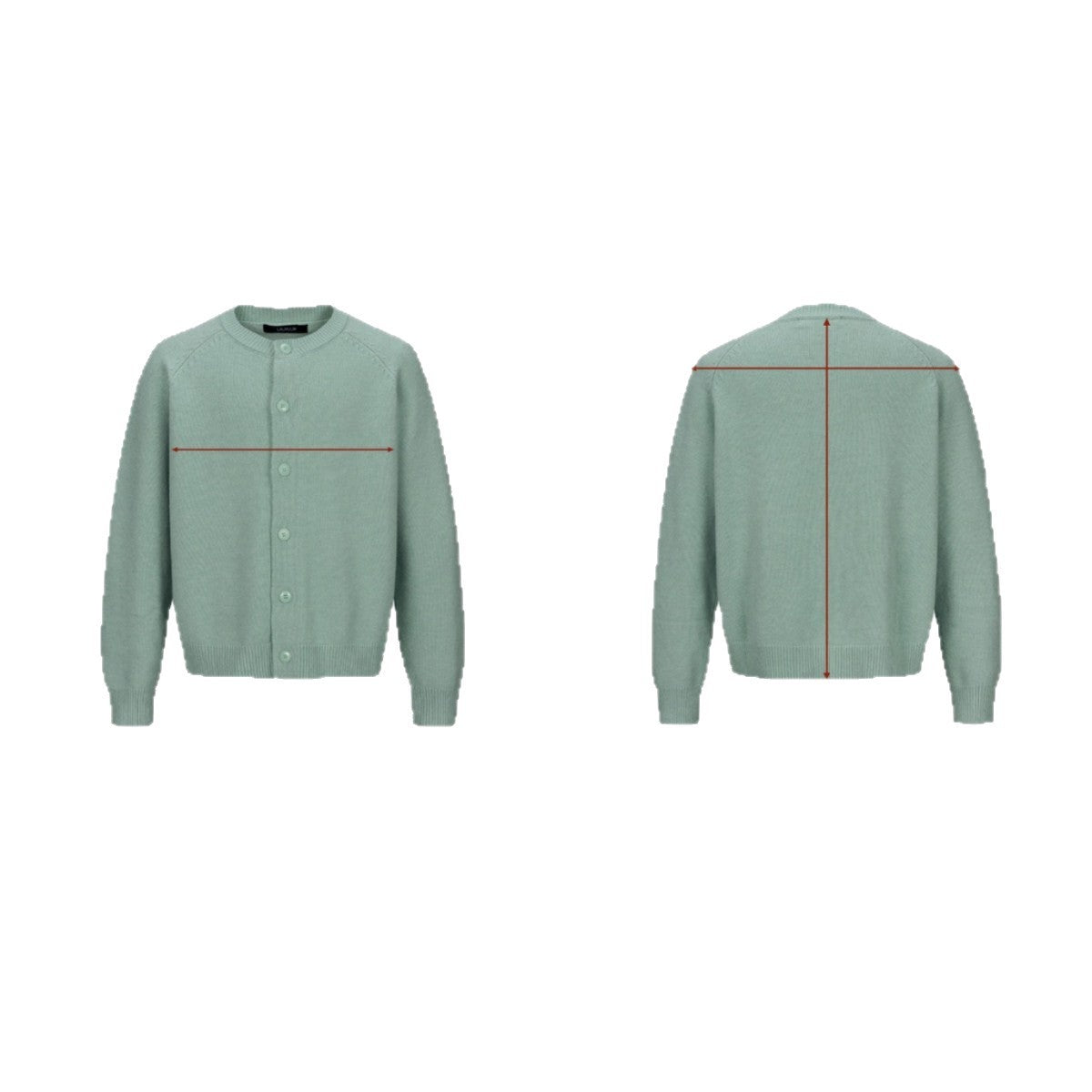 Women's Fine Crew Neck Cardigan with Raglan Sleeves and Concealed Button Placket EVA-US