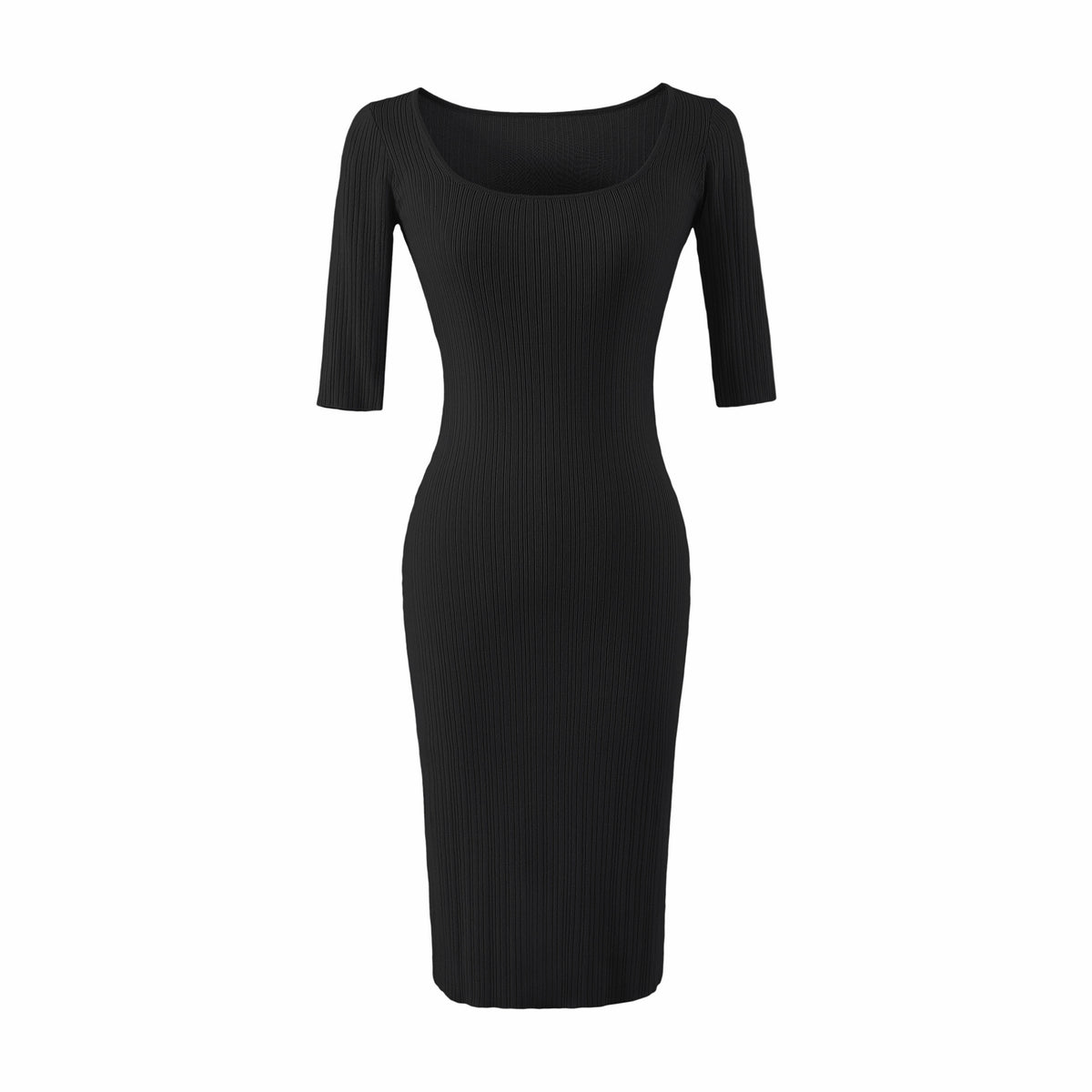 Women Figure-hugging ribbed Midi dress made of stretch knit EVA-US