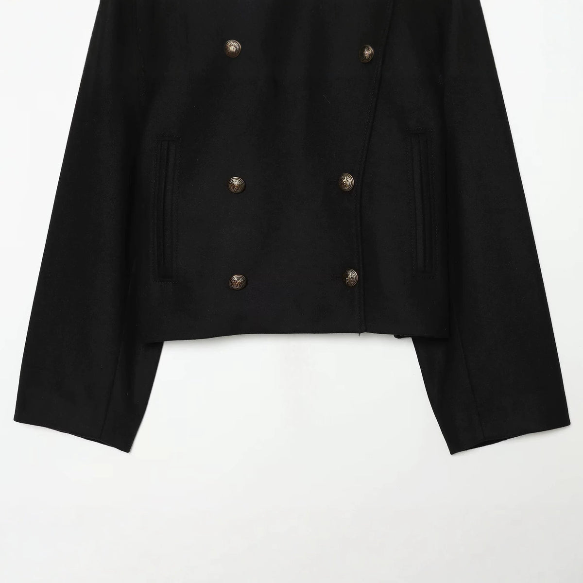 Women Short-cut maritime-inspired coat with high stand-up collar and double row EVA-US