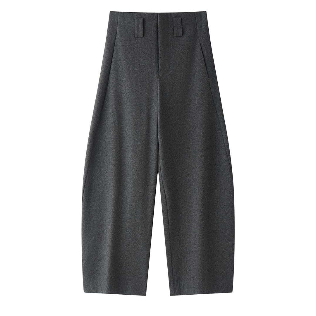 Women's high-waisted wool blend palazzo pants with wide leg and crease EVA-US