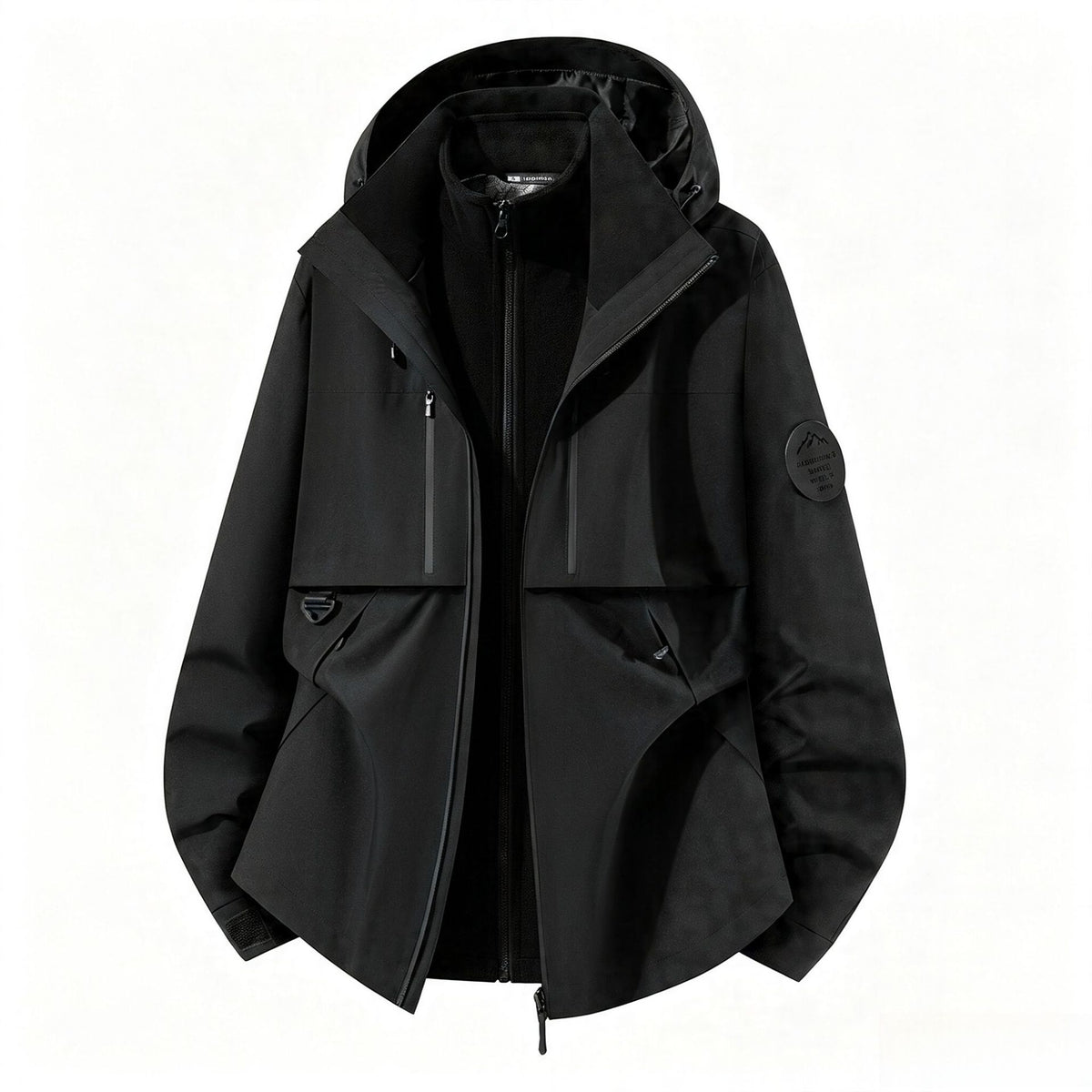 Men's three-layer softshell outdoor jacket with removable fleece lining and hood EVA-US