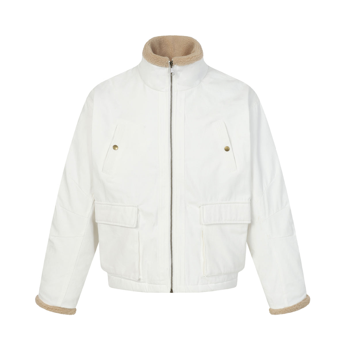 Men's short jacket in field style with teddy fur collar and cargo pockets EVA-US