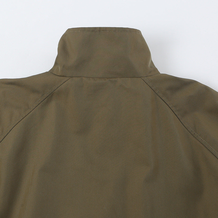Women's Midi Length A-Line Transitional Coat with Stand-up Collar and Concealed Button Placket EVA-US