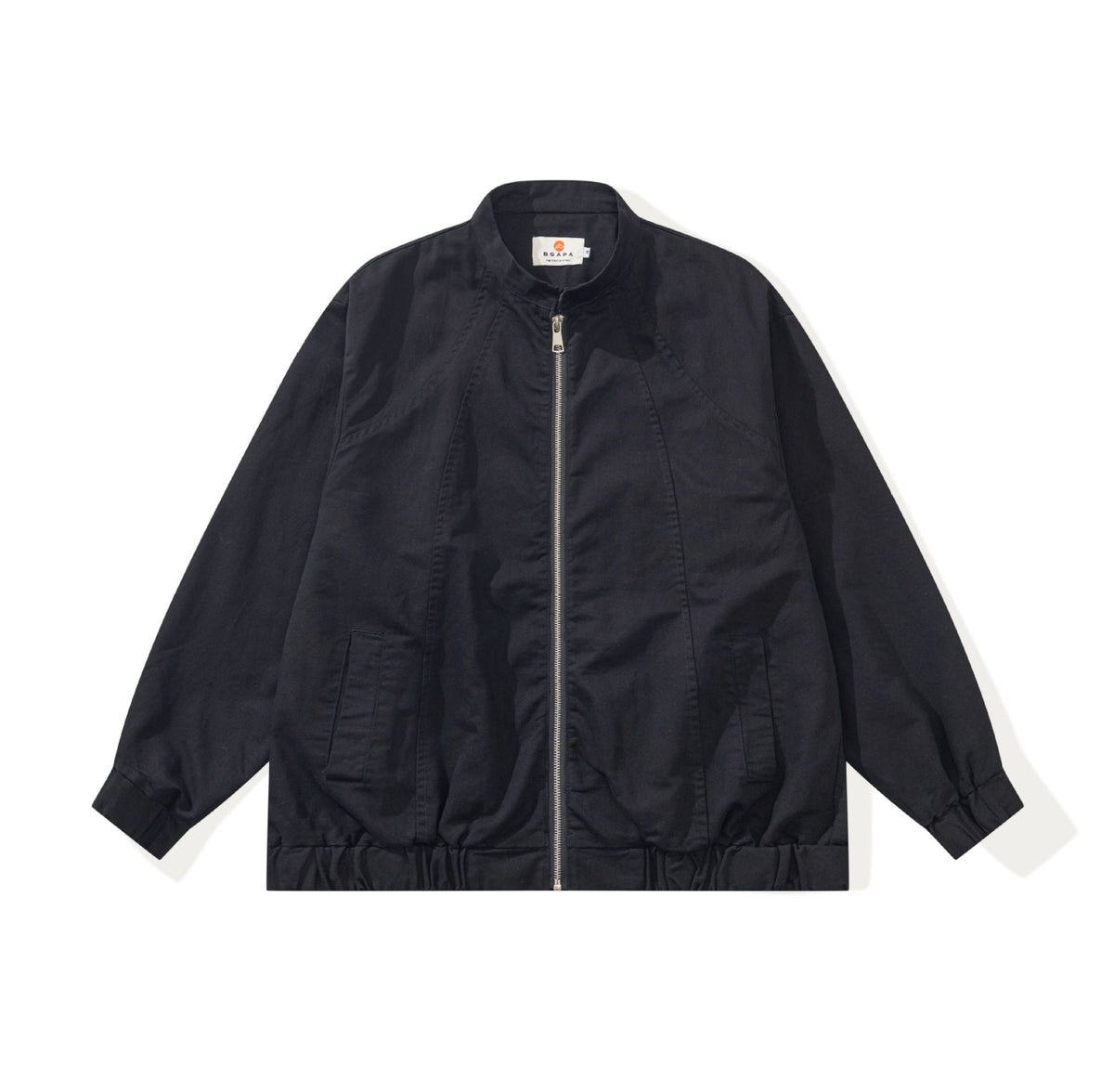 Unisex Stylishly Cut Canvas Zip Jacket with Stand-Up Collar, Drawstring Hem and Utility Pockets EVA-US