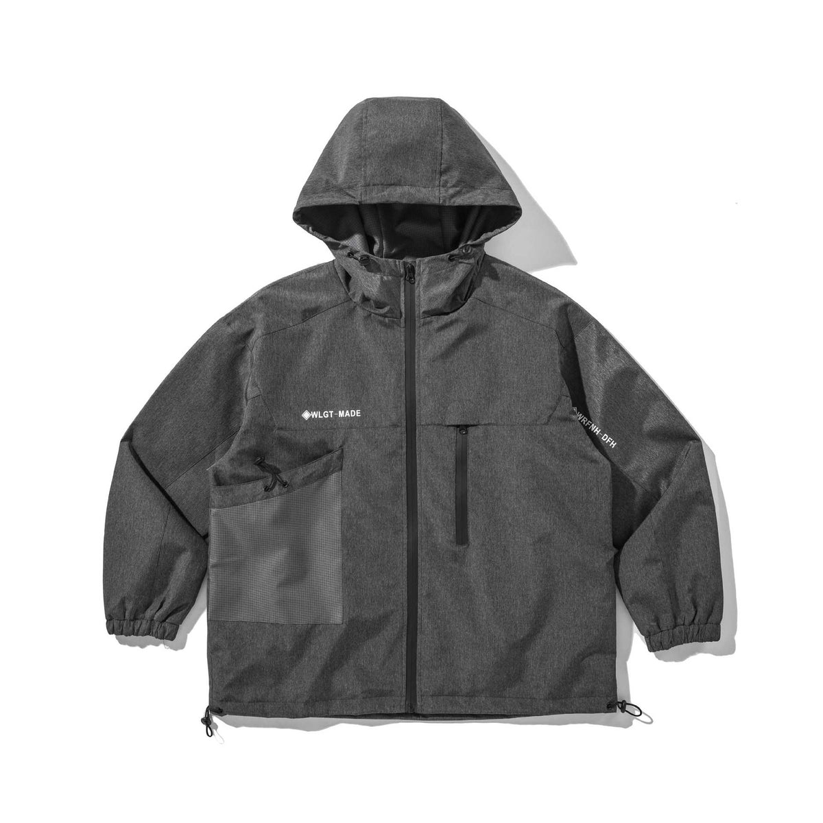 Unisex Technical Shell Jacket with Hood, Utility Pockets and Drawstring EVA-US