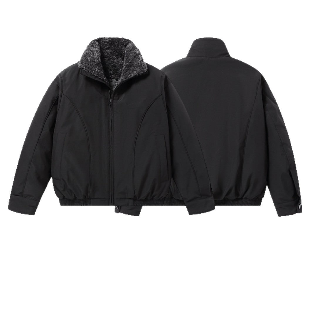 Men's short-cut thermal bomber jacket with high teddy collar EVA-US
