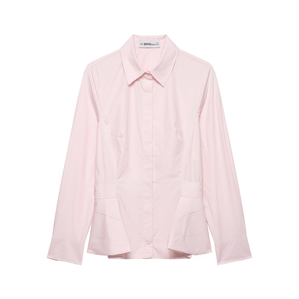 Women's Tailored Blouse Jacket with Peplum and Concealed Button Placket EVA-US