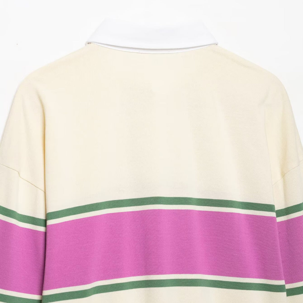 Women's Oversize Rugby Polo Shirt with Wide Block Stripes and Kent Collar EVA-US