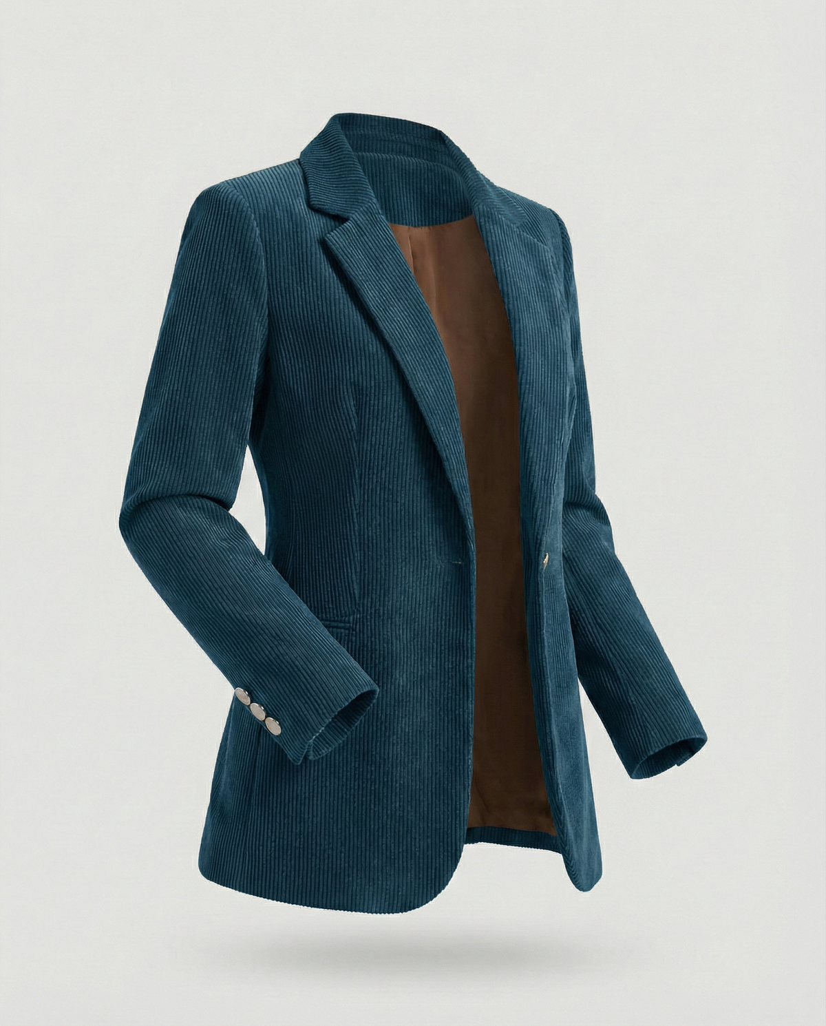 Women's cord blazer with lapel collar