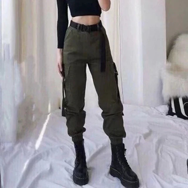EVA-US | High Waist Elastic Cargo Pants