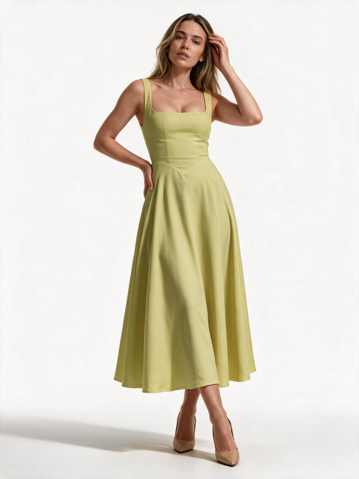 Maxikleid A-Linie mit quadratischem Ausschnitt