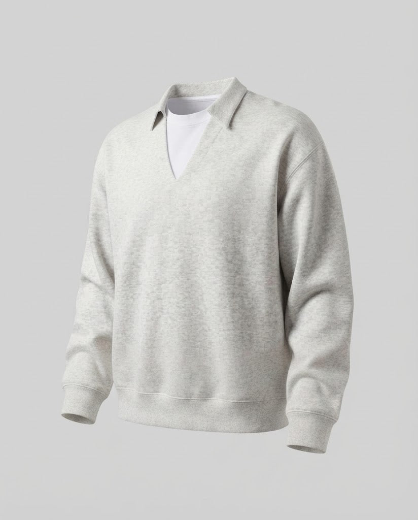 Ladies' casual and elegant sweatshirt with shirt collar EVA-US