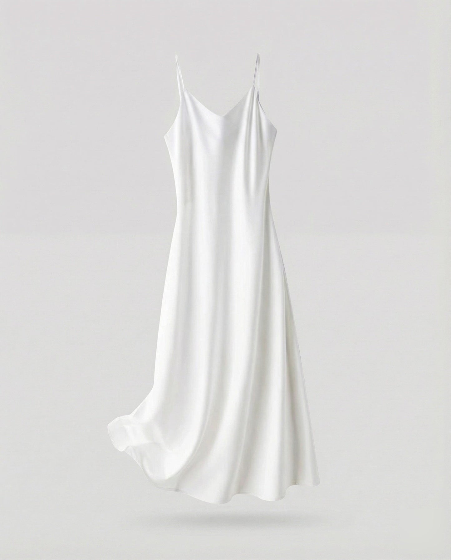 Ladies Lightweight Camisole Maxi Dress in Bias Cut - White colorway