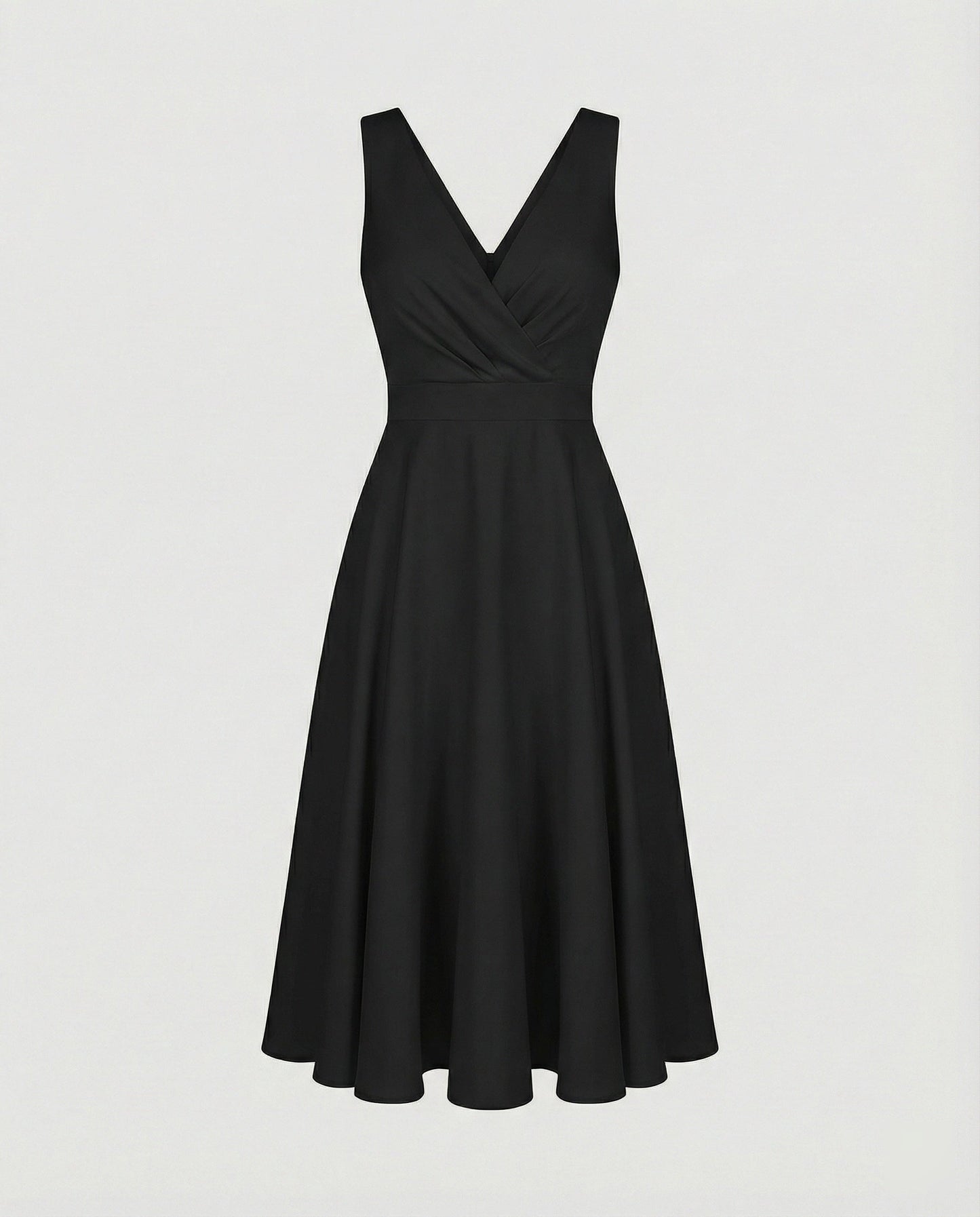Midi Dress in A-line, Zipper, Straps, V-neck, Sleeveless, Elegant, for Women, Cocktail Party - product photo