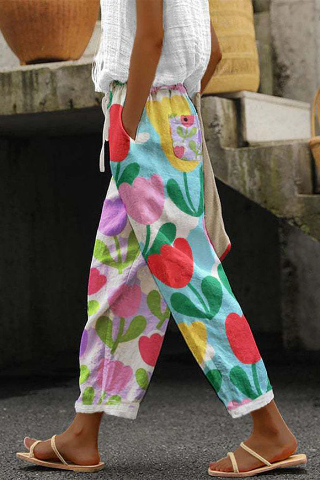 EVA-US | Casual Unique Printed Button Pocket Pants
