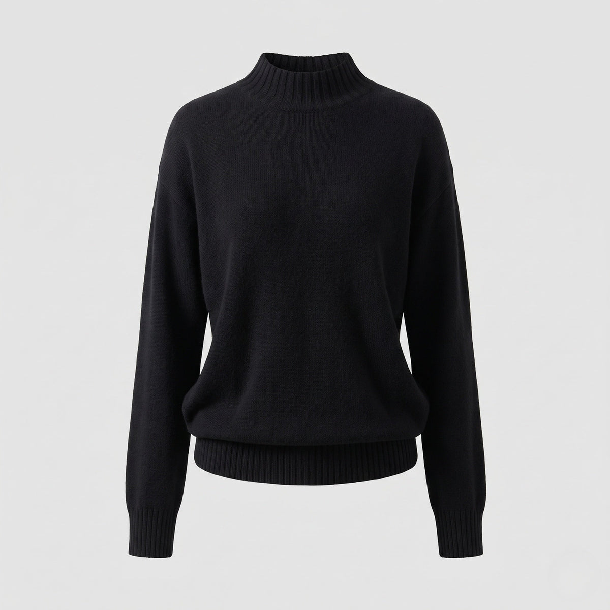Women's Fine Cashmere-Look Stand Collar Sweater with Dropped Shoulders EVA-US