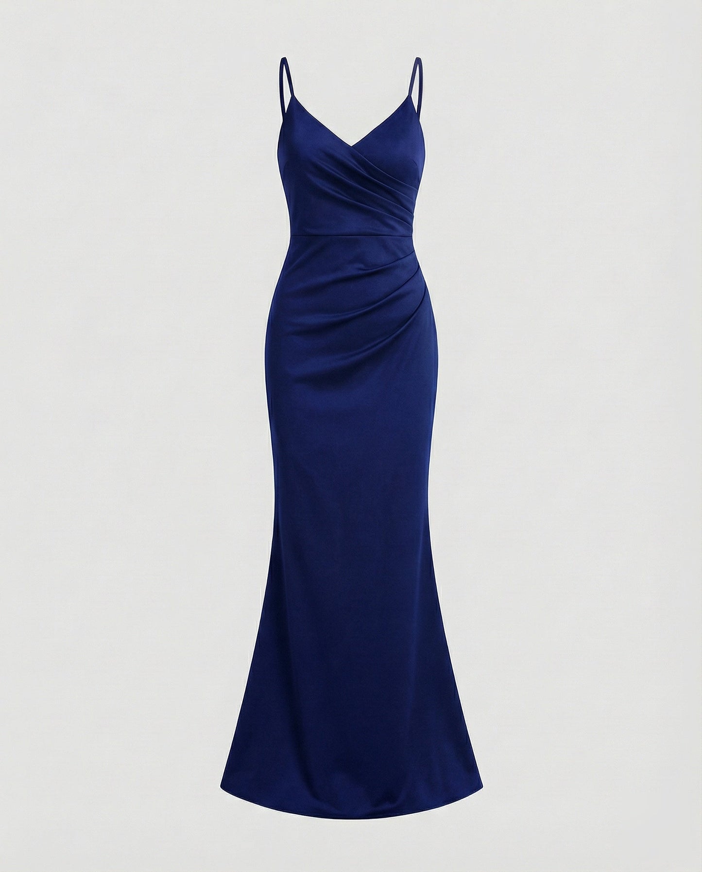 Women Figure-Hugging Mermaid Cut Mixed Fabric Evening Dress - Blue colorway