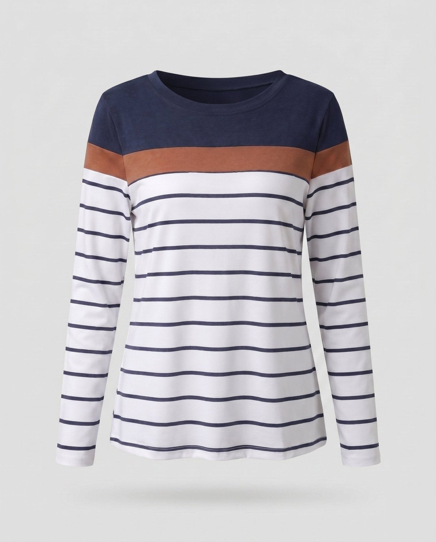 Women Long Sleeve Shirt with Fashionable Stripe Pattern and Elegant Details - Chichicherry