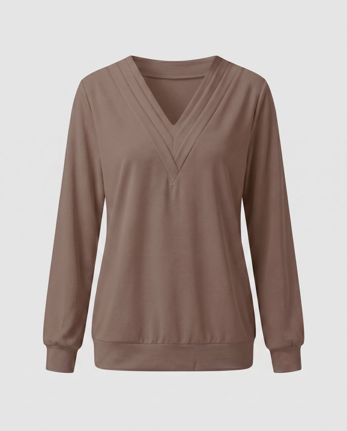 Women Oversized V-Neck Blouse with Long Sleeves - Chichicherry