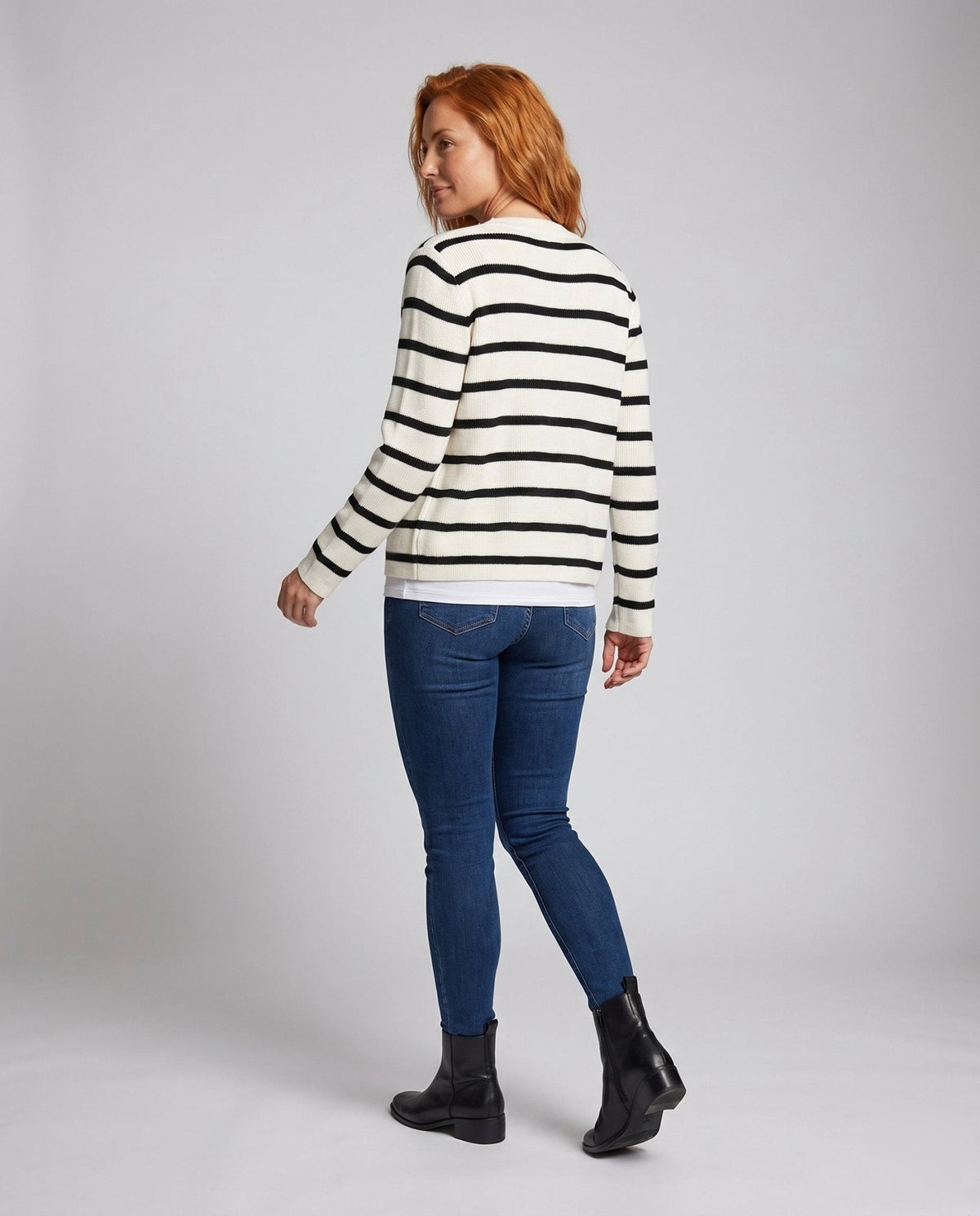 Women's cardigan with maritime stripes and button-down front - Chichicherry