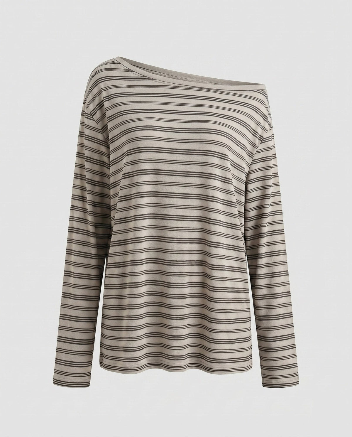 Women's casual top with asymmetrical collar and trendy stripes - Chichicherry