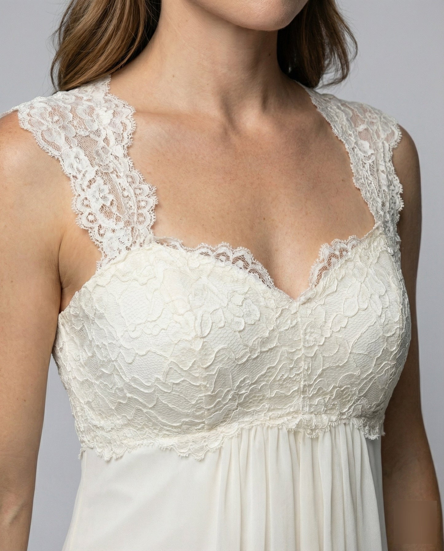 Women's Chiffon Evening Dress with Empire Waist - close-up detail