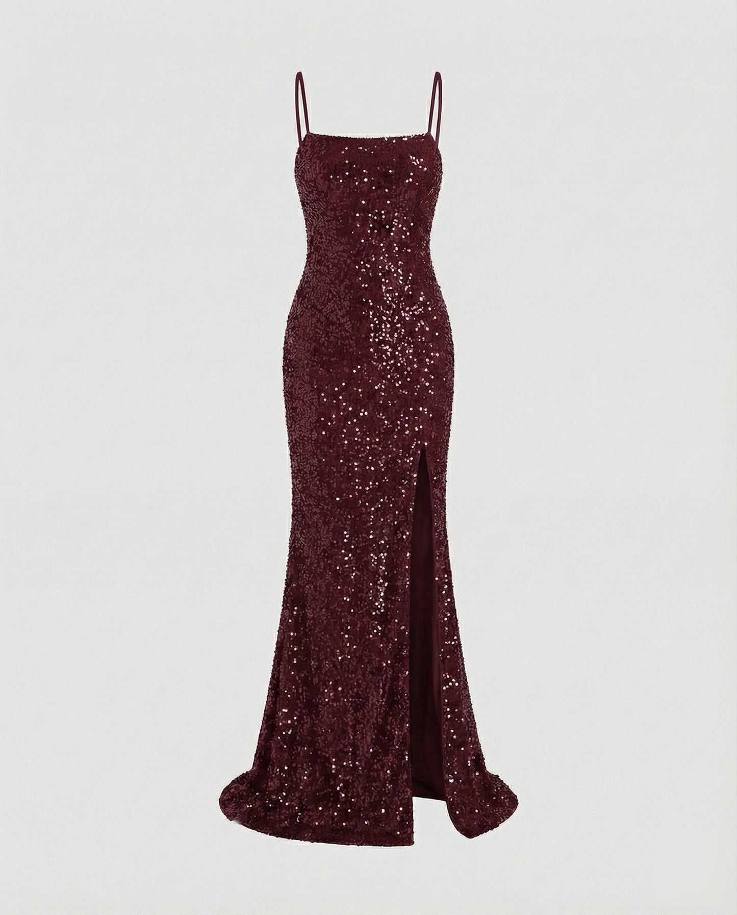 Women's Column Evening Dress Bustier Thigh Slit - Red colorway