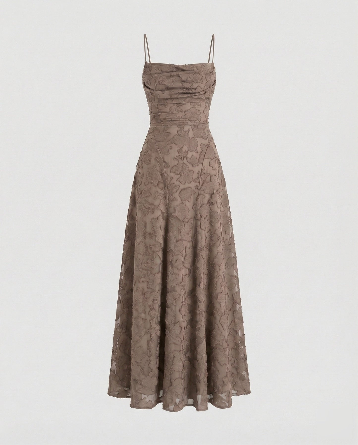 Women's Flowing Evening Dress with Lace-up Back - Khaki colorway