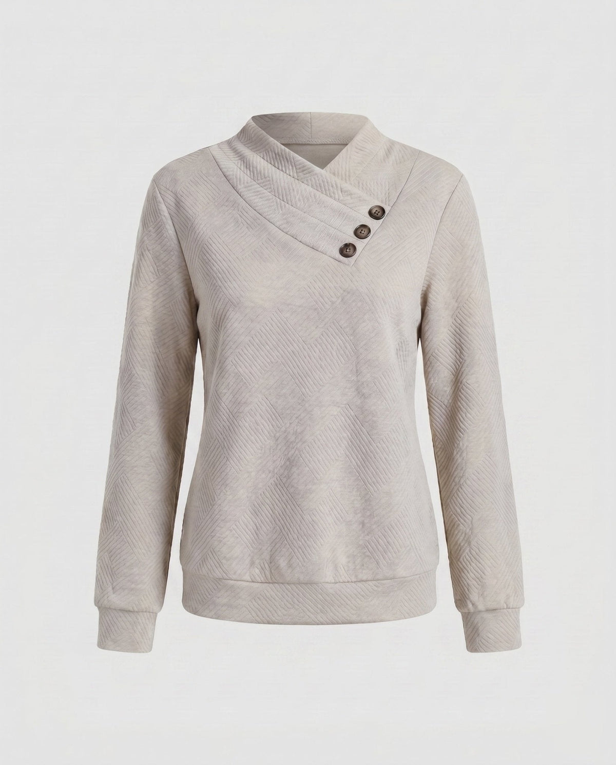 Women's knitted sweater with trendy overcut and decorative buttons - Chichicherry