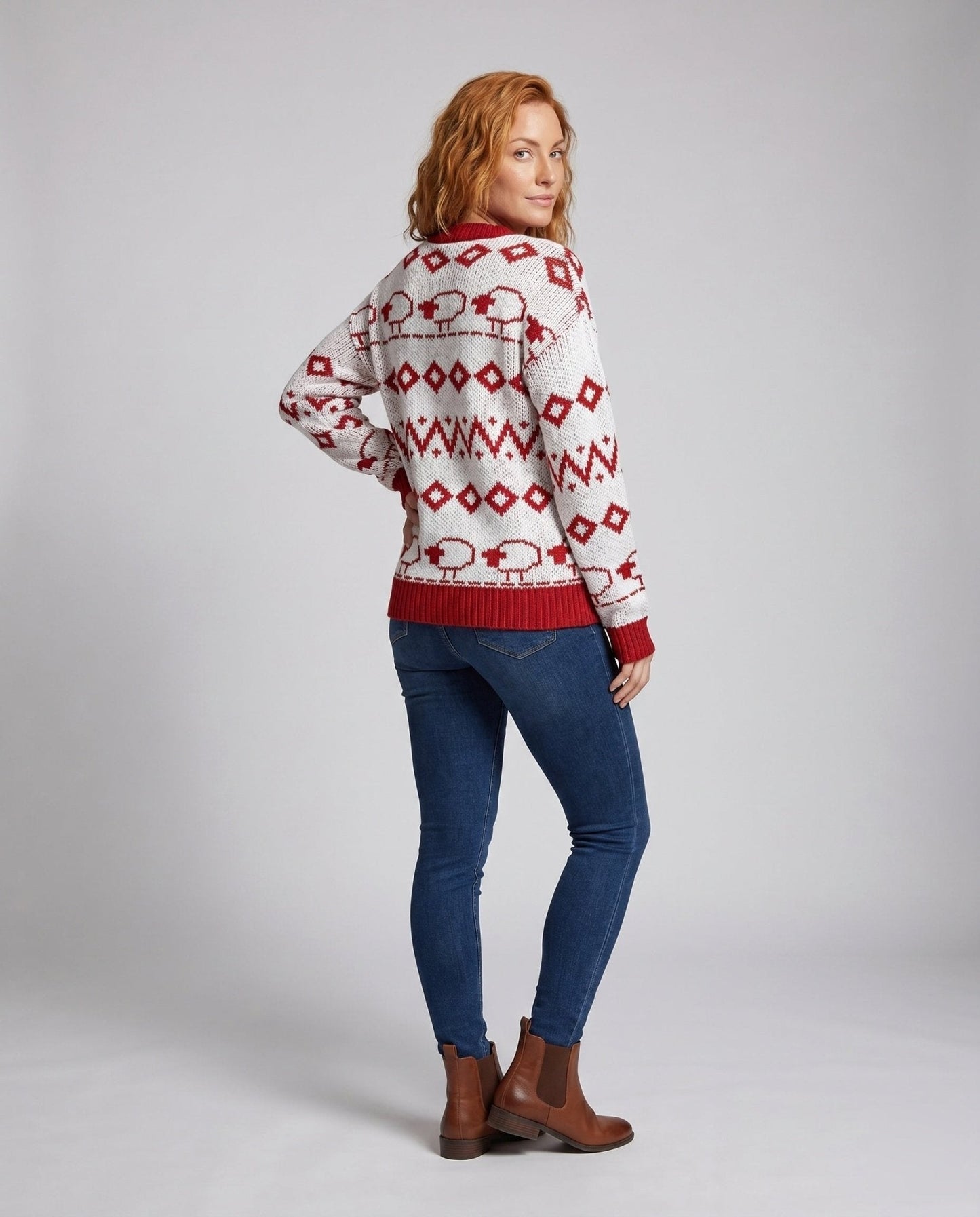 Women's knitted sweater with winter pattern and soft wearing comfort - Chichicherry