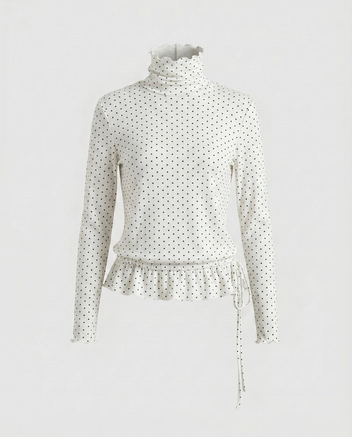 Women's Long Sleeve Shirt with Fringe Hem and Turtleneck - Chichicherry